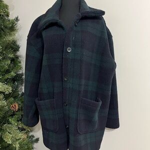 Lee Fleece Jacket Navy and Green Plaid